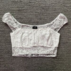 Beverly and Beck Short Sleeve Lace Crop Top (PacSun, Size S)
